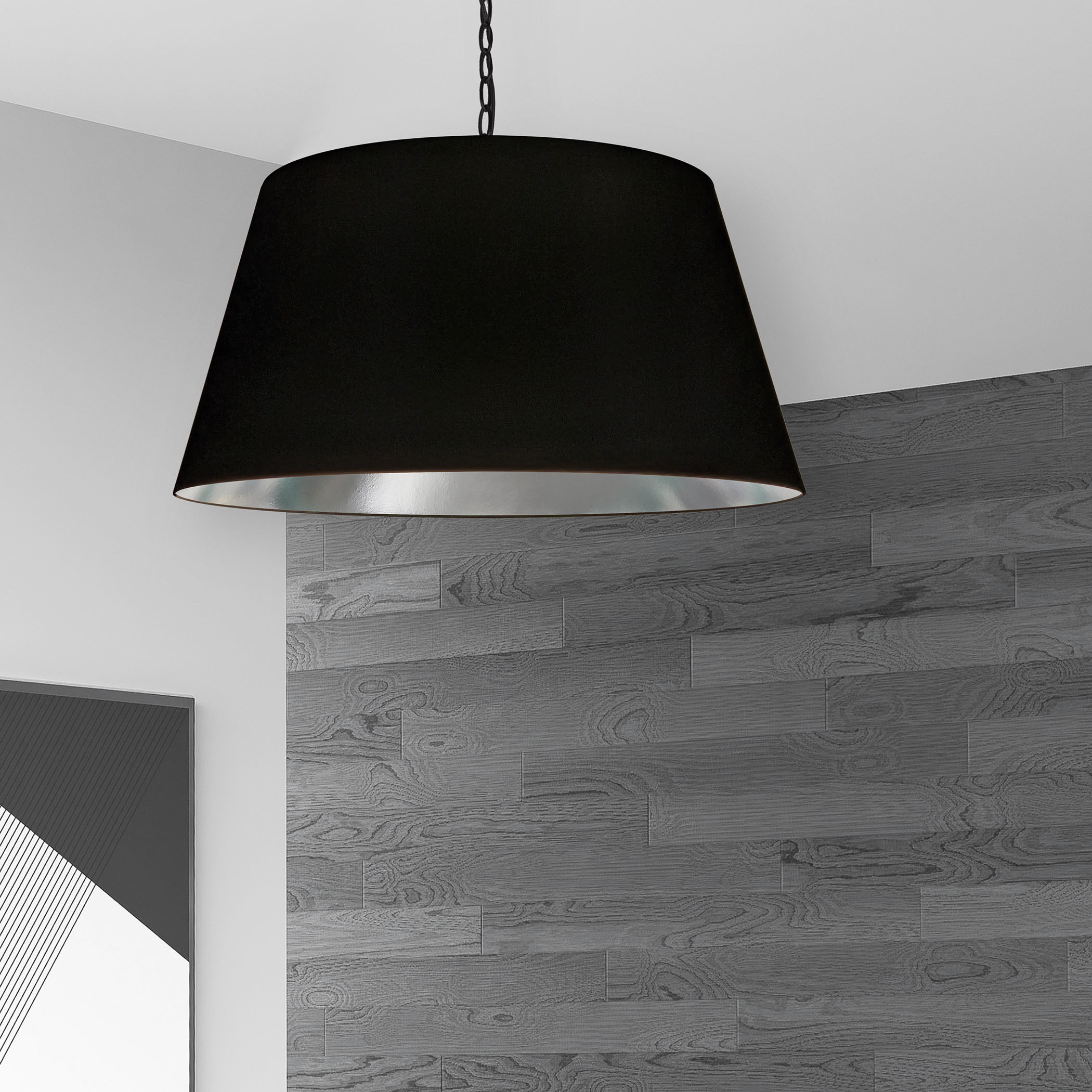 Brynn 1 Light 26 inch Black Pendant Ceiling Light in Black/Silver Jewel Tone