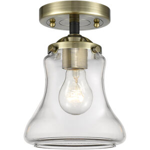 Nouveau Bellmont LED 6 inch Black Antique Brass Semi-Flush Mount Ceiling Light in Clear Glass, Nouveau
