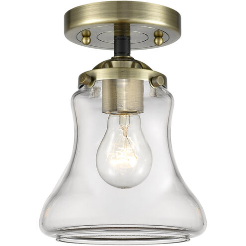 Nouveau Bellmont 1 Light 6 inch Black Antique Brass Semi-Flush Mount Ceiling Light in Clear Glass, Nouveau