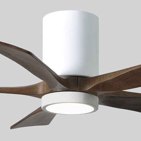 Atlas Irene-5HLK 42 inch Gloss White with Walnut Tone Blades Ceiling Mount Paddle Fan, Flush Mounted