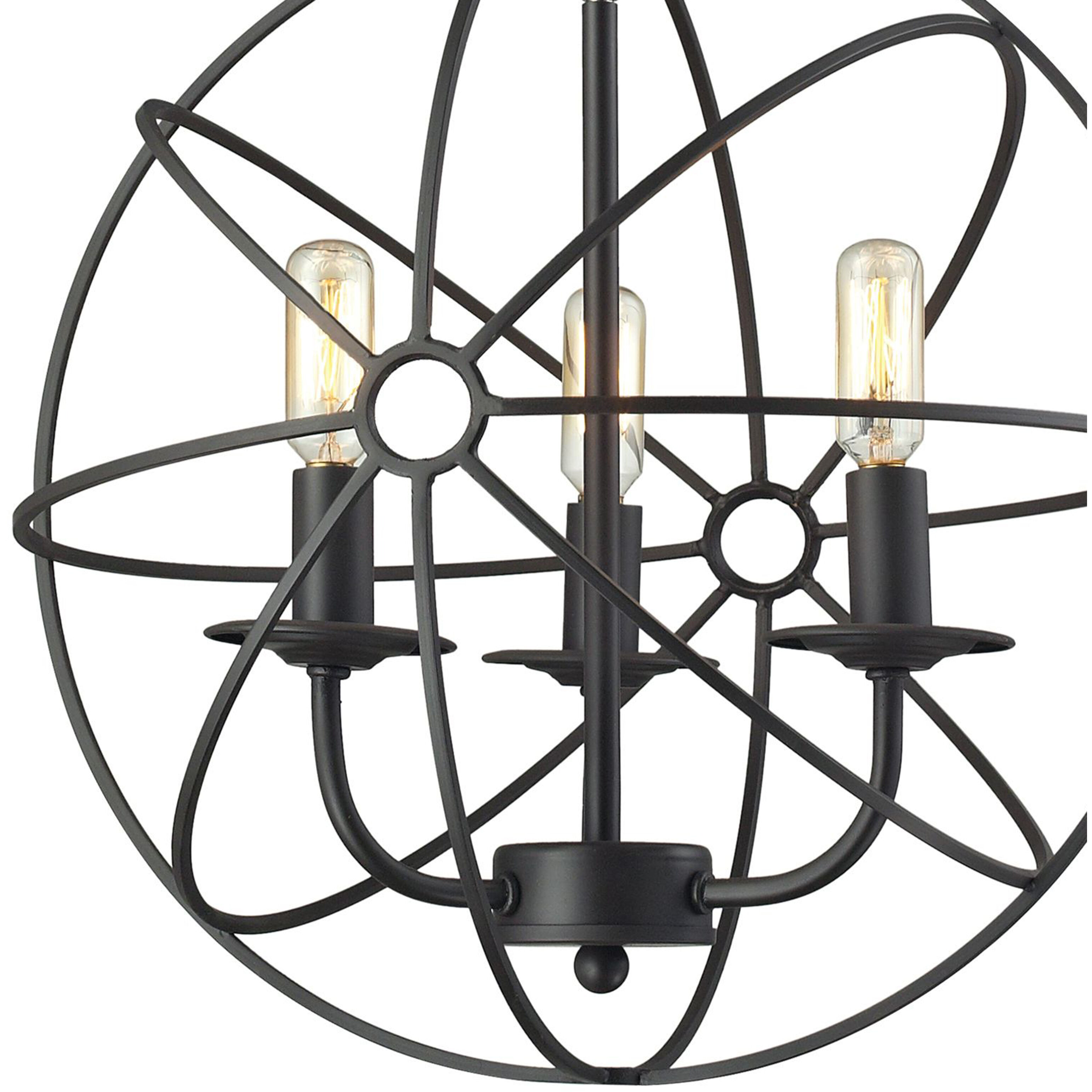 Yardley 3 Light 16 inch Black Chandelier Ceiling Light