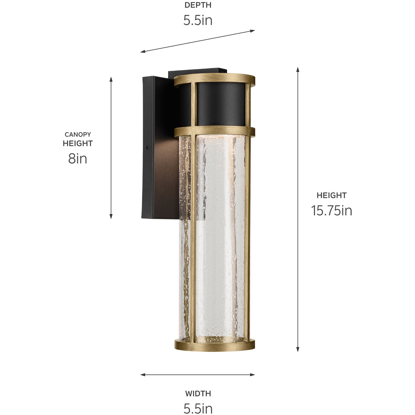 Camillo LED 15.75 inch Black Textured Outdoor Wall, Medium