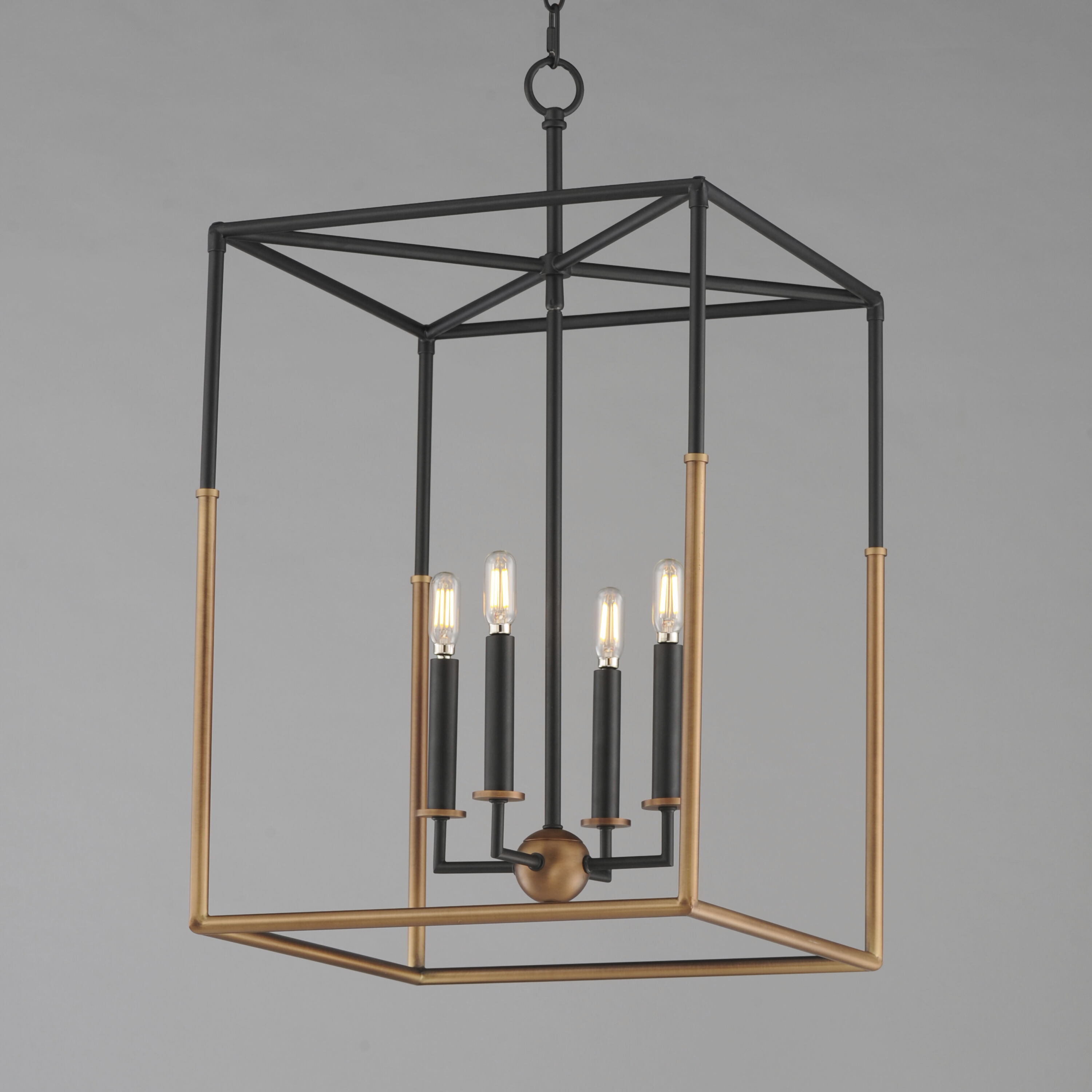 SoHo 4 Light 16 inch Black and Weathered Brass Entry Foyer Pendant Ceiling Light