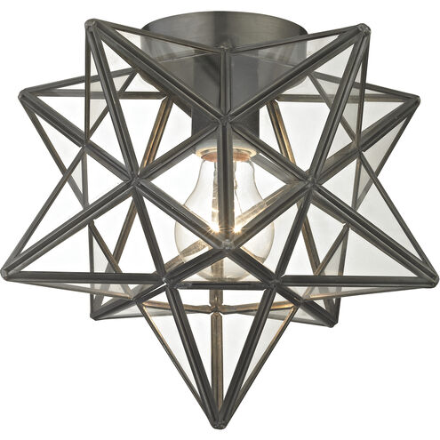 Moravian Star 1 Light 11 inch Oil Rubbed Bronze with Clear Flush Mount Ceiling Light