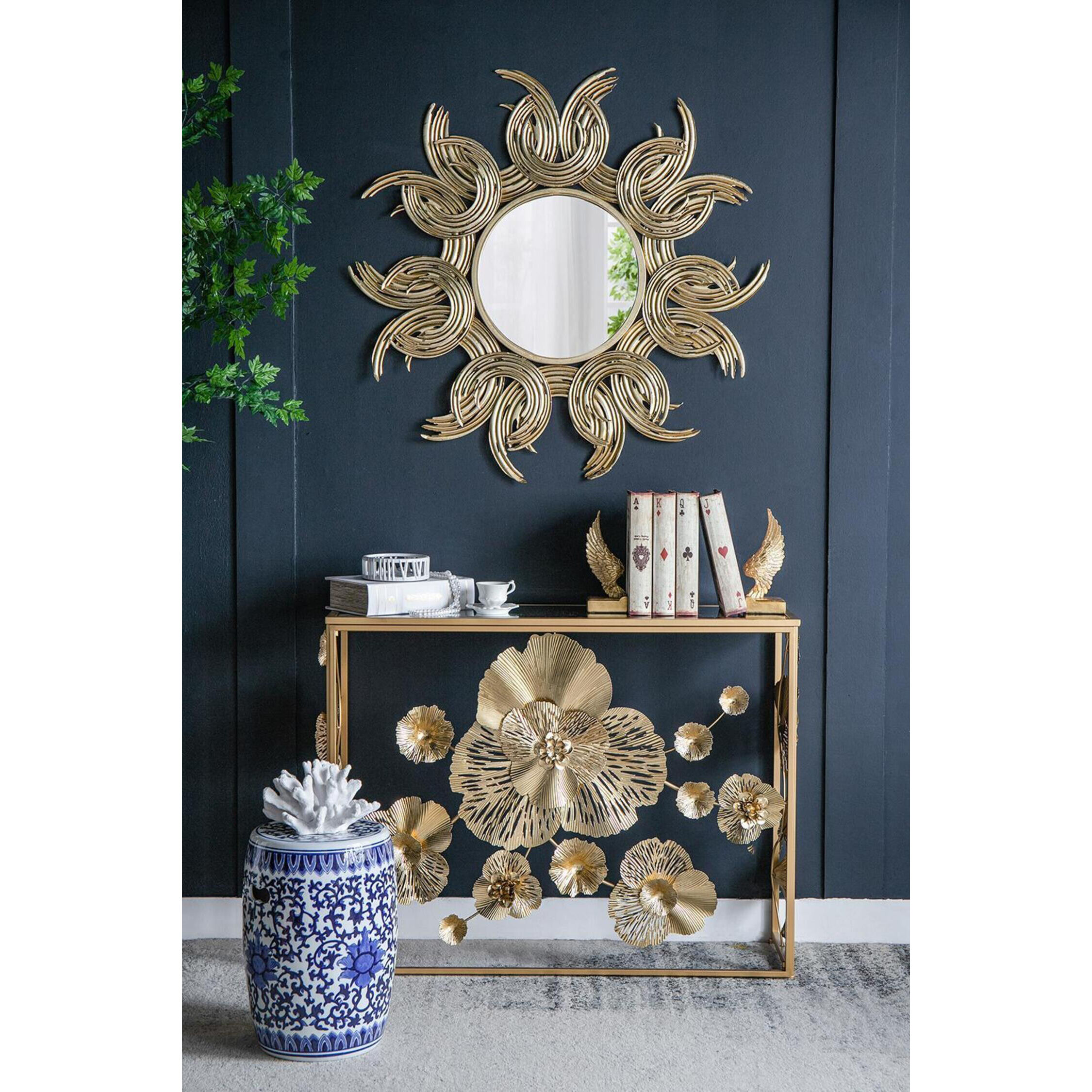 Garden 15.9 inch Blue and White Stool