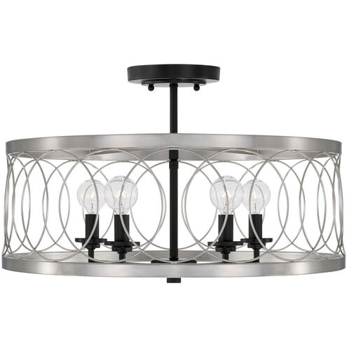 Madeline 4 Light 20 inch Black Tie Semi-Flush Mount Ceiling Light