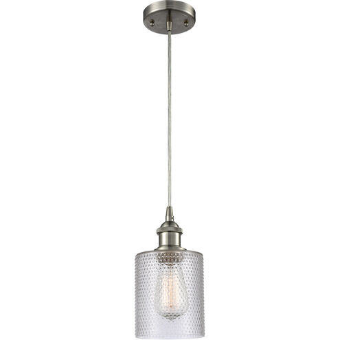 Ballston Cobbleskill LED 5 inch Brushed Satin Nickel Mini Pendant Ceiling Light in Clear Glass, Ballston