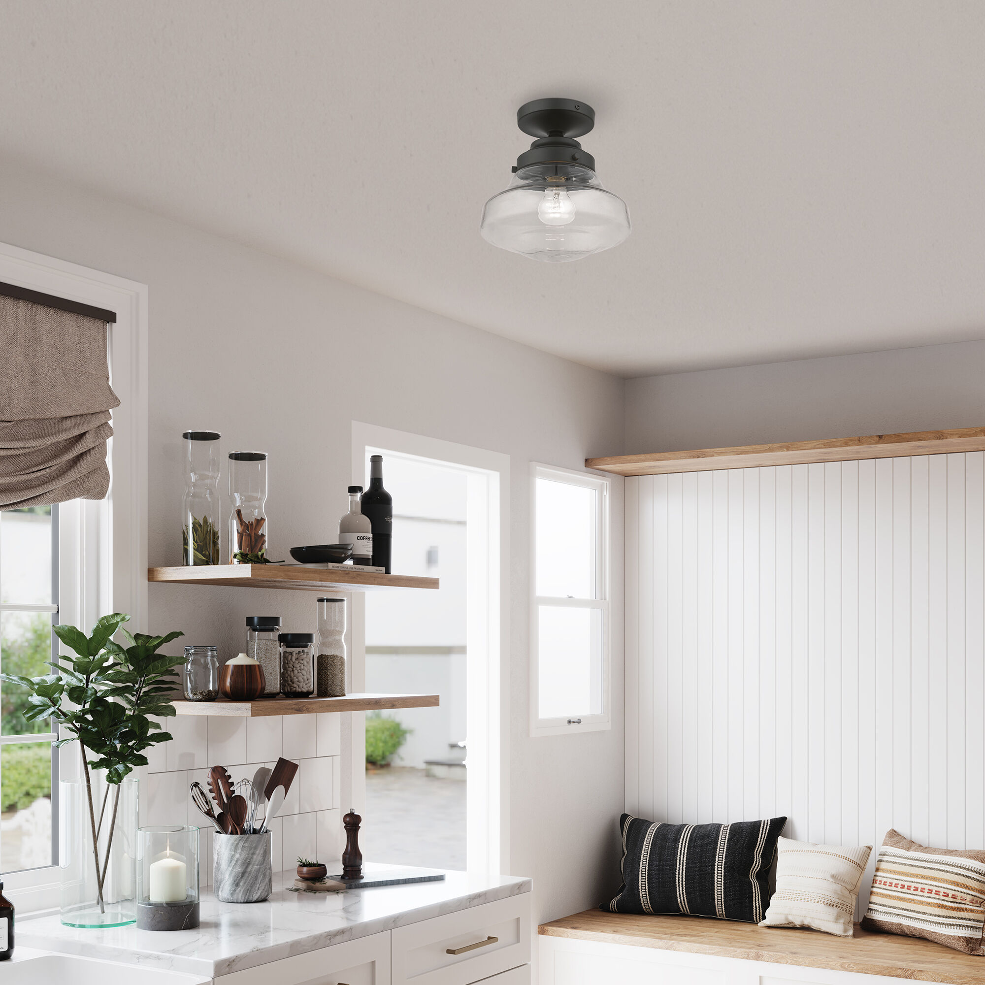 Avondale 1 Light 9 inch Black Semi-Flush Ceiling Light