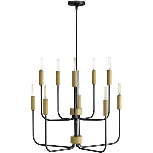 Austen 10 Light 30 inch Black with Lacquered Brass Chandelier Ceiling Light