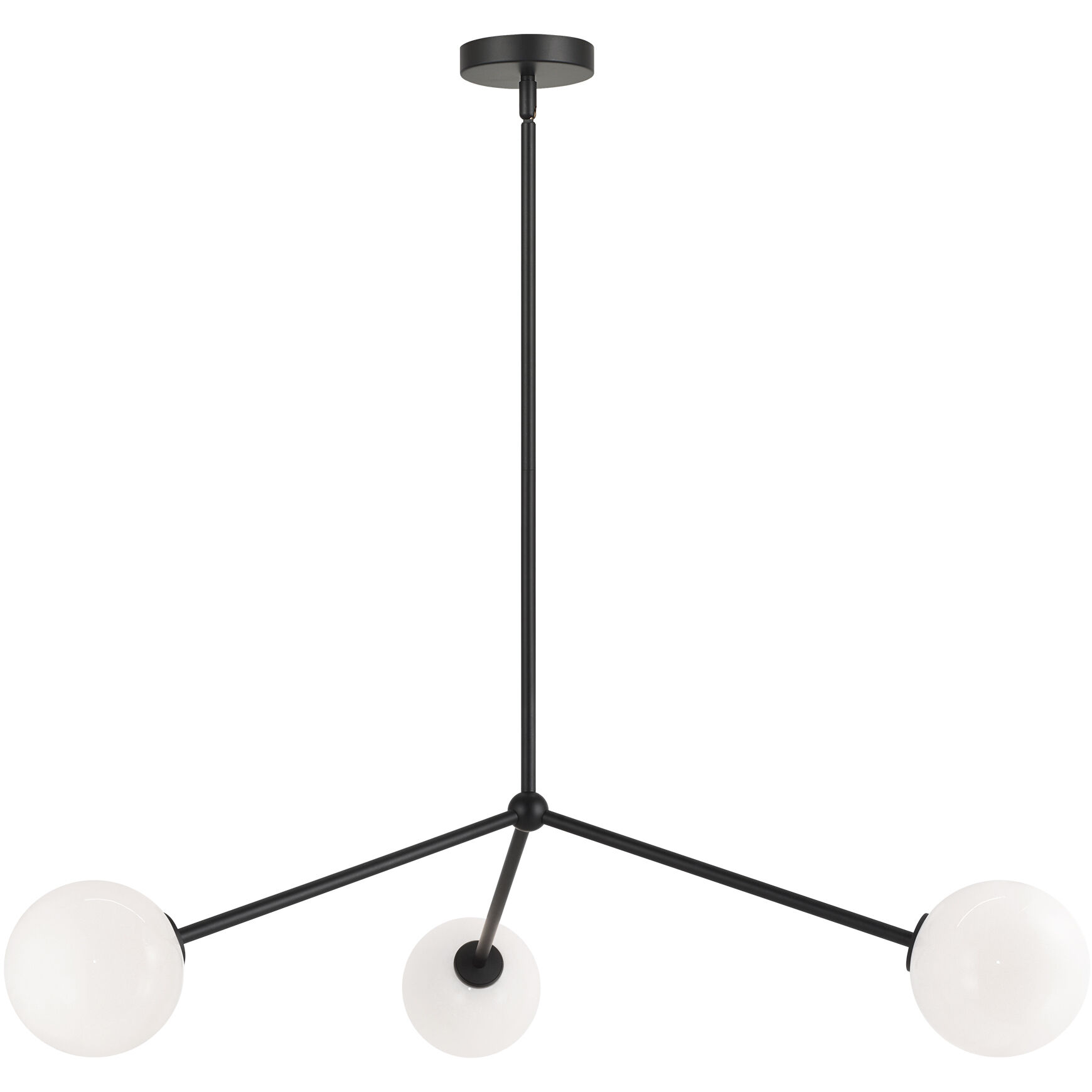 Novo 3 Light 35 inch Black Pendant Ceiling Light in Black and Opal Glass