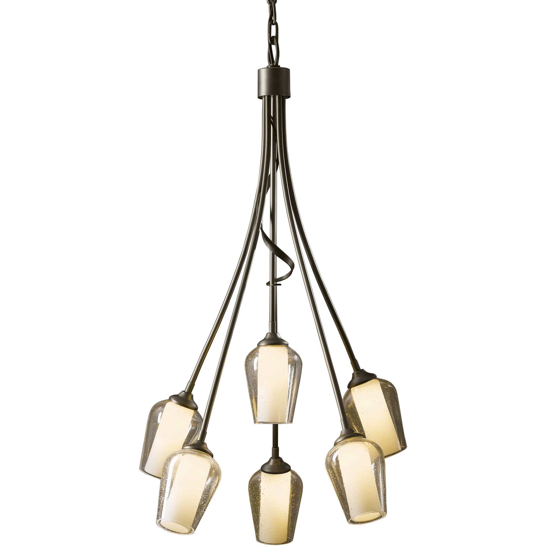 Flora 6 Light 23.1 inch Dark Smoke Chandelier Ceiling Light in Seeded with Opal