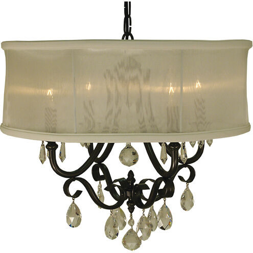 Liebestraum 4 Light 19 inch Brushed Nickel with Sheer Cream Shade Dining Chandelier Ceiling Light