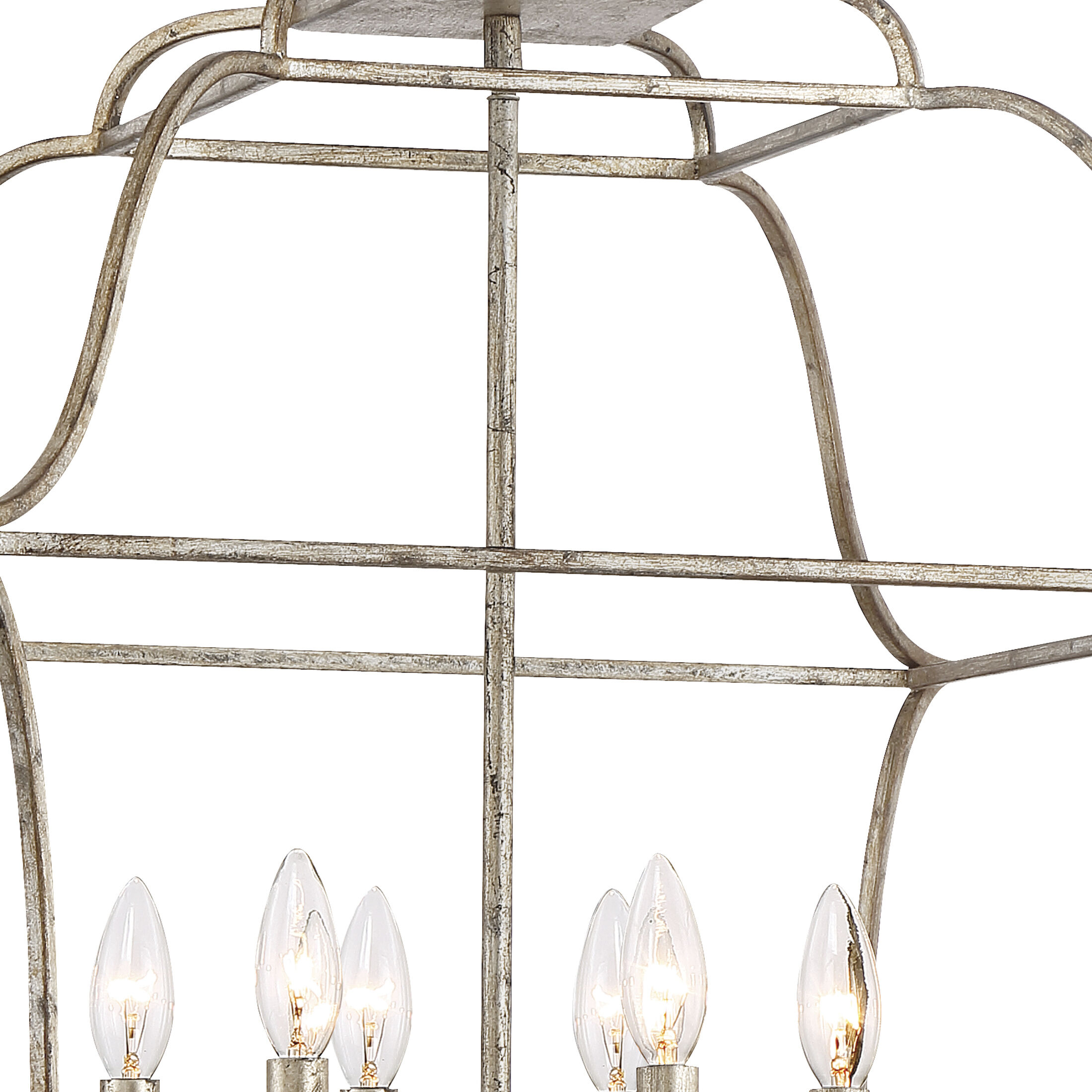 Gallery 6 Light 22 inch Century Silver Leaf Foyer Piece Ceiling Light