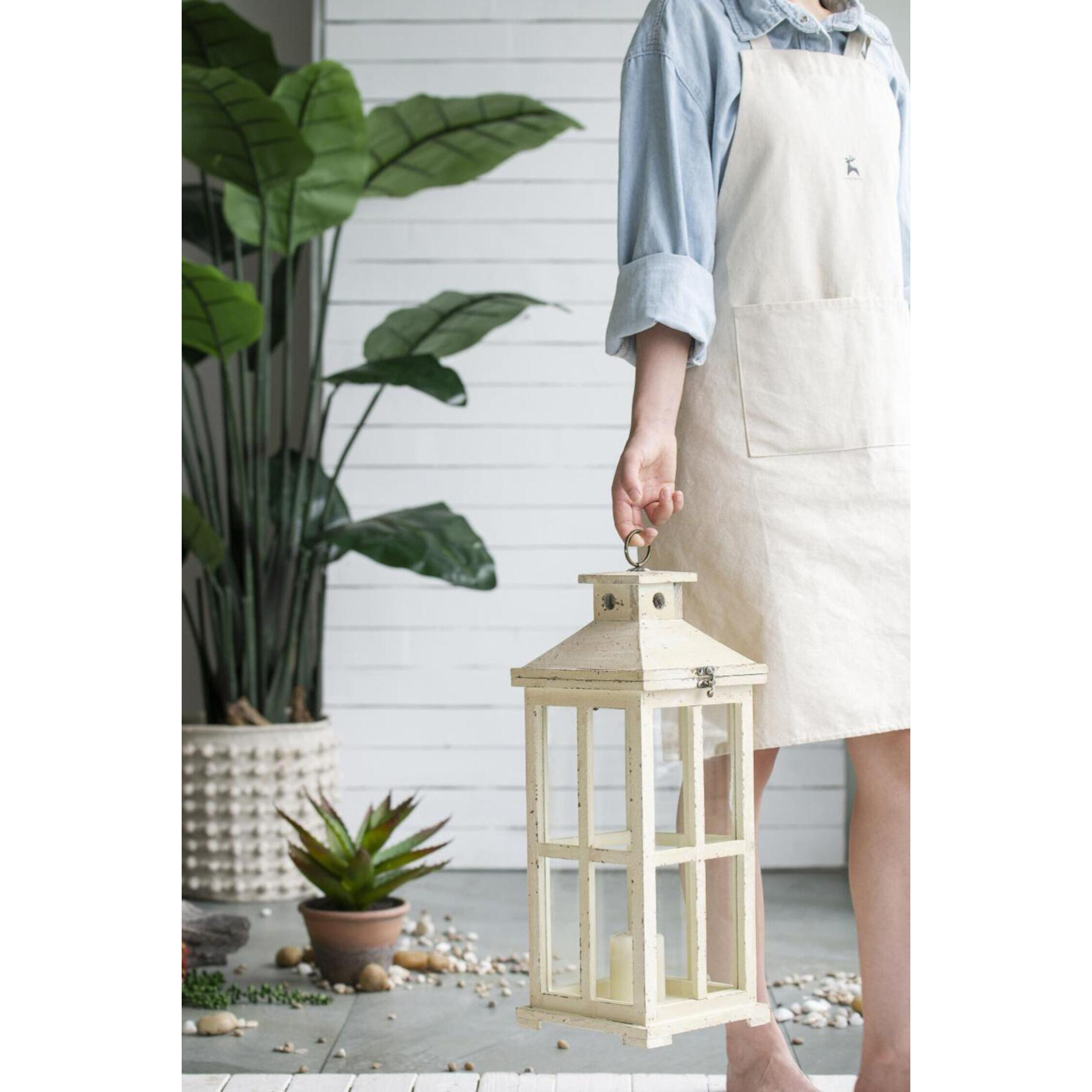 Reed 11.5 inch White Lantern, Set of 2