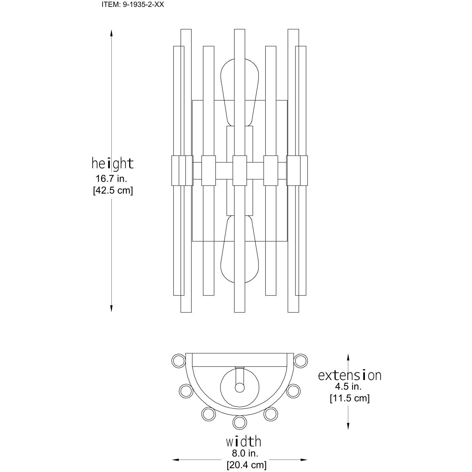 Santiago 2 Light 8 inch Black with Warm Brass Accents Wall Sconce Wall Light