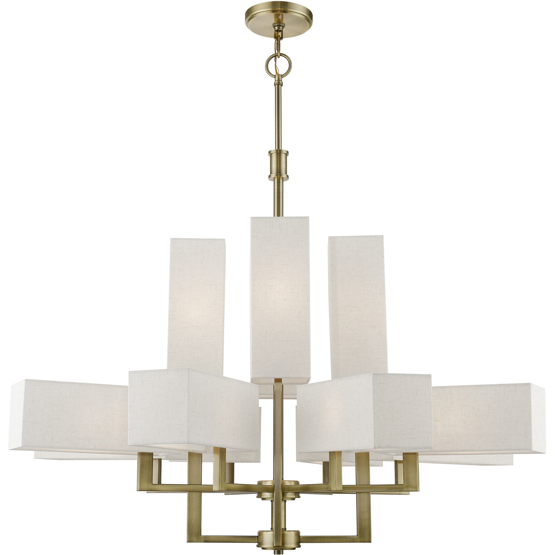 Rubix 12 Light 44 inch Antique Brass Foyer Chandelier Ceiling Light, Extra Large