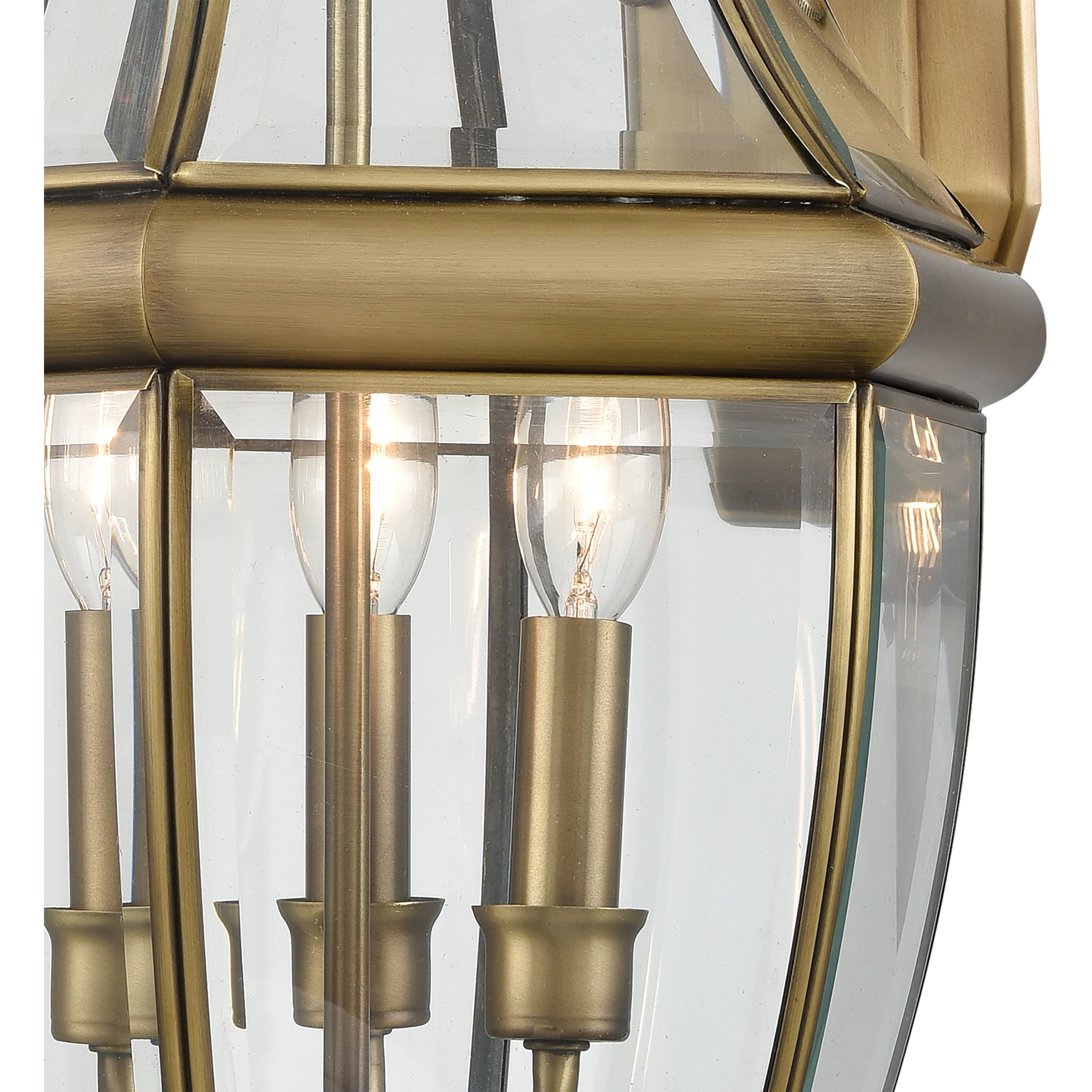 Ashford 3 Light 12 inch Antique Brass Outdoor Sconce