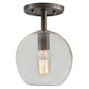 Grand Central 1 Light 7 inch Polished Nickel Flush Mount Ceiling Light in Clear Mouth Blown