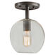 Grand Central 1 Light 7 inch Polished Nickel Flush Mount Ceiling Light in Clear Mouth Blown