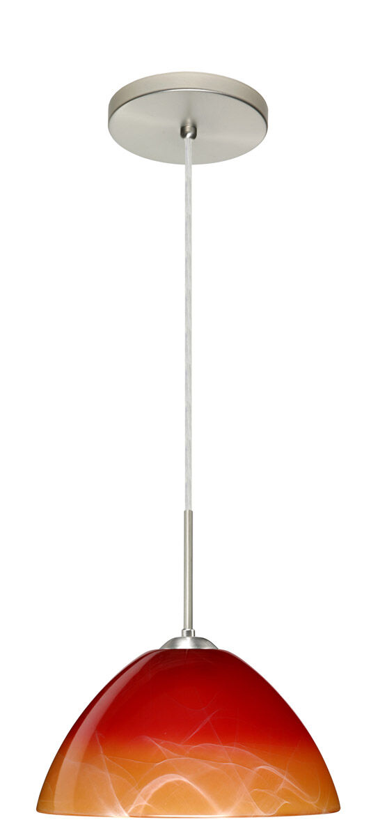Tessa 1 Light Satin Nickel Pendant Ceiling Light in Solare Glass, Incandescent