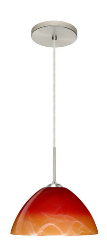 Tessa 1 Light Satin Nickel Pendant Ceiling Light in Solare Glass, Incandescent