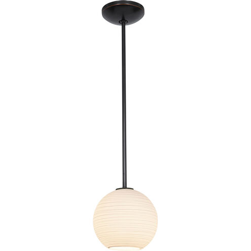 Japanese Lantern 1 Light 8 inch Oil Rubbed Bronze Pendant Ceiling Light in Incandescent, Rod