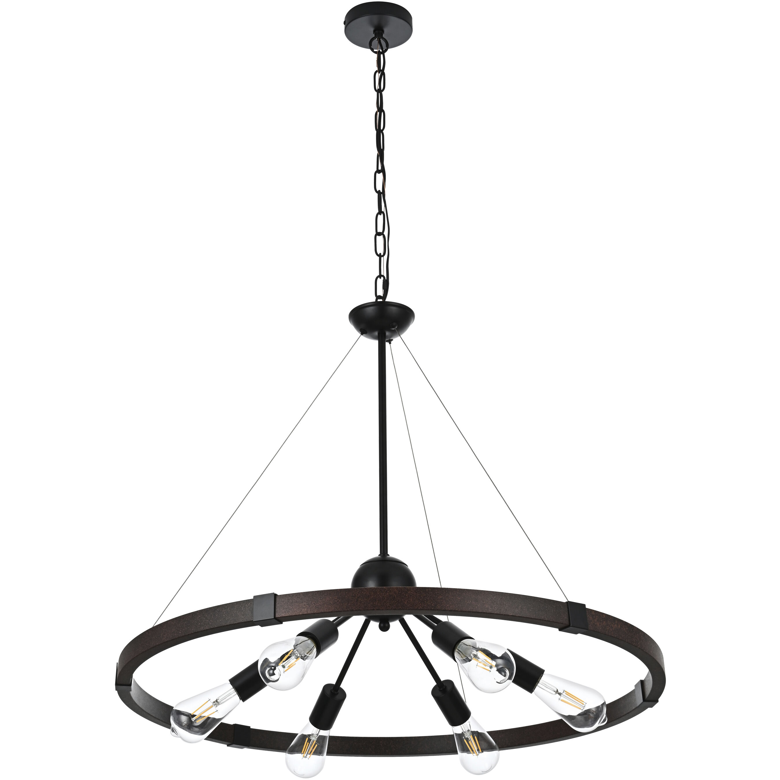 Thora 6 Light 32 inch Weathered Black and Rust Pendant Ceiling Light