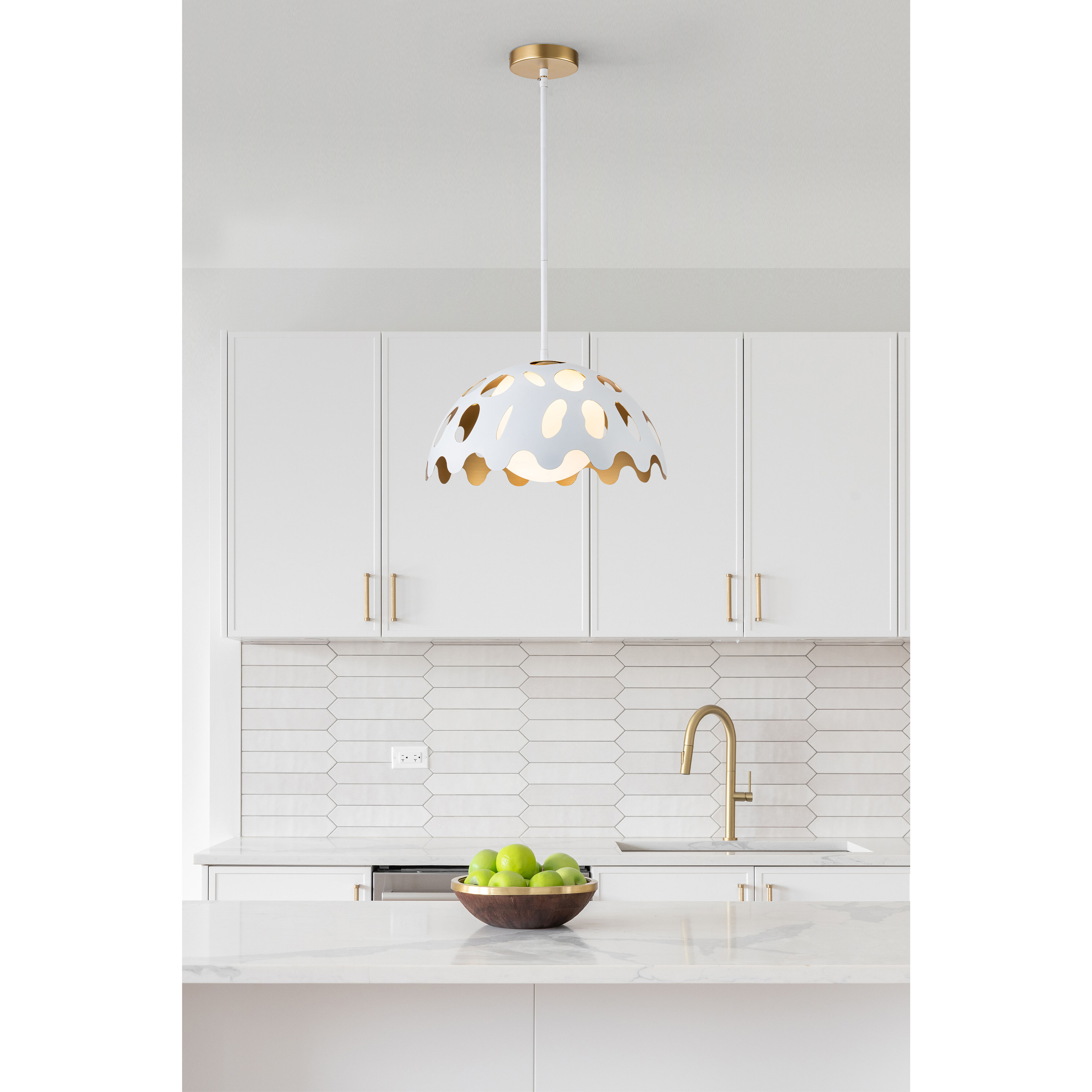 Pebbles 1 Light 15 inch White Pendant Ceiling Light