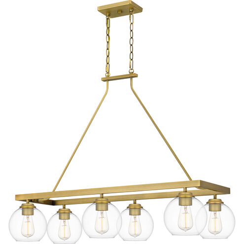 Celadon 6 Light 37.5 inch Aged Brass Island Light Ceiling Light