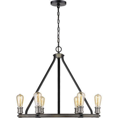 Kirkland 6 Light 25 inch Ashen Barnboard Chandelier Ceiling Light