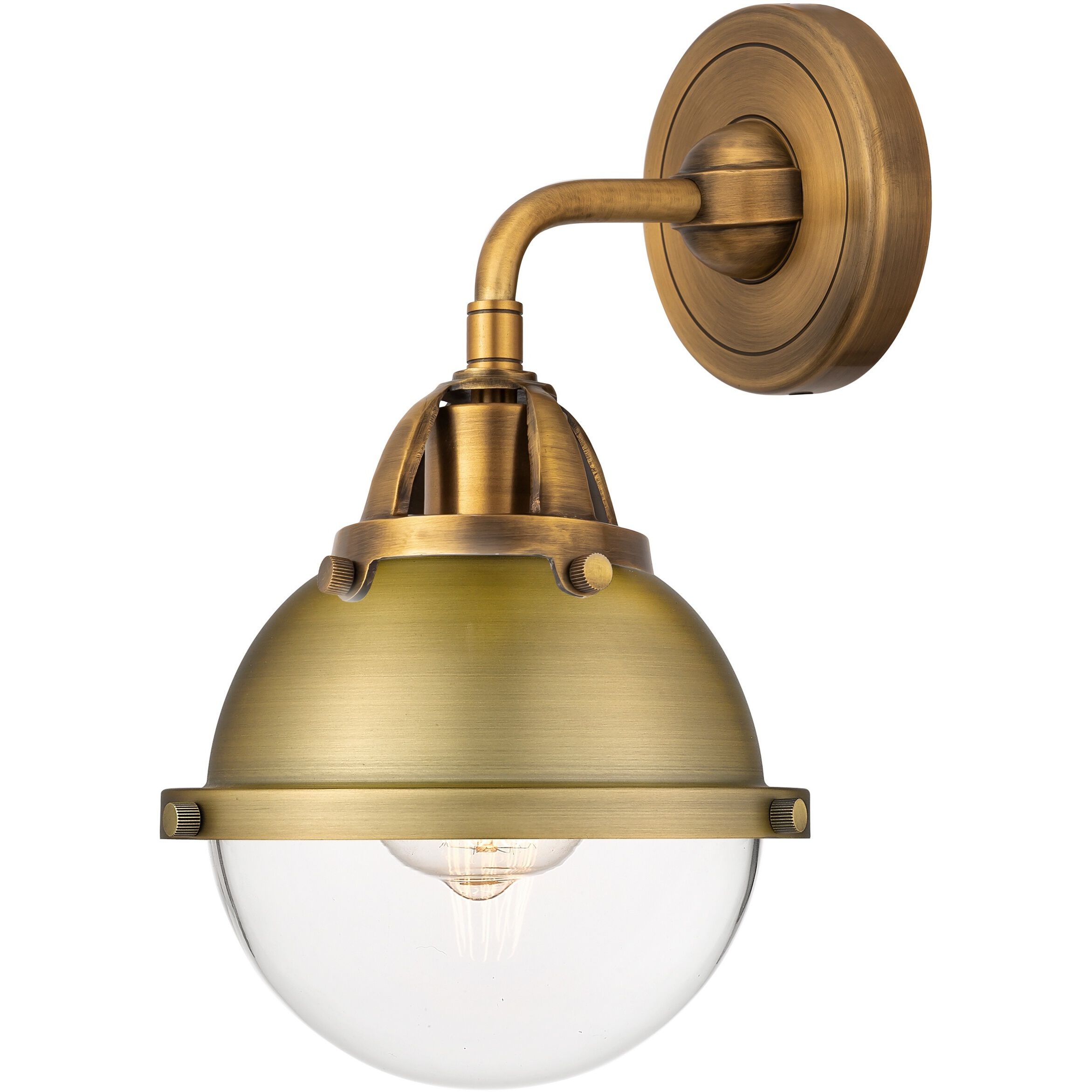 Nouveau 2 Hampden 1 Light 7.25 inch Brushed Brass Sconce Wall Light in Clear Glass