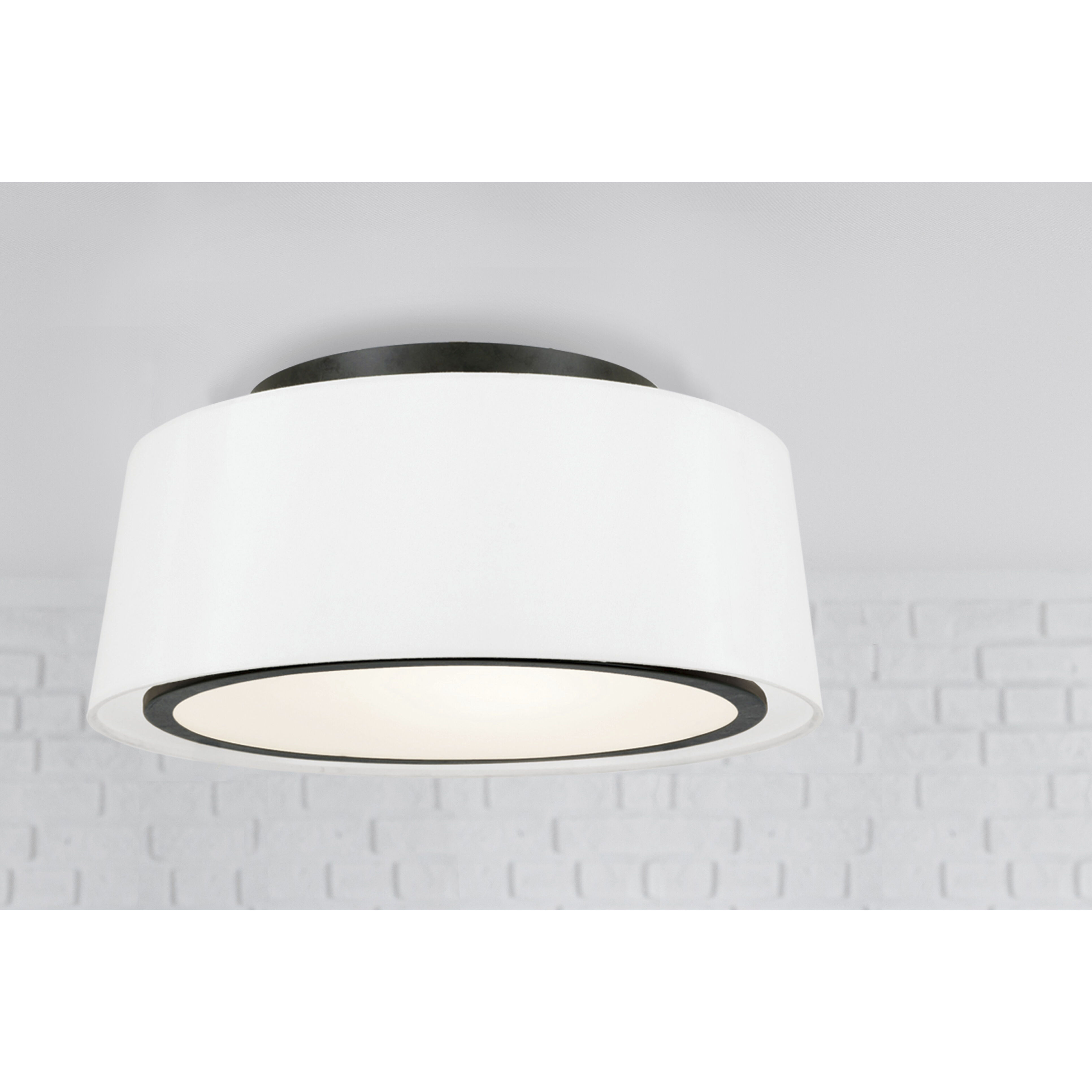 Stevens 2 Light 12 inch Black Semi Flush Ceiling Light