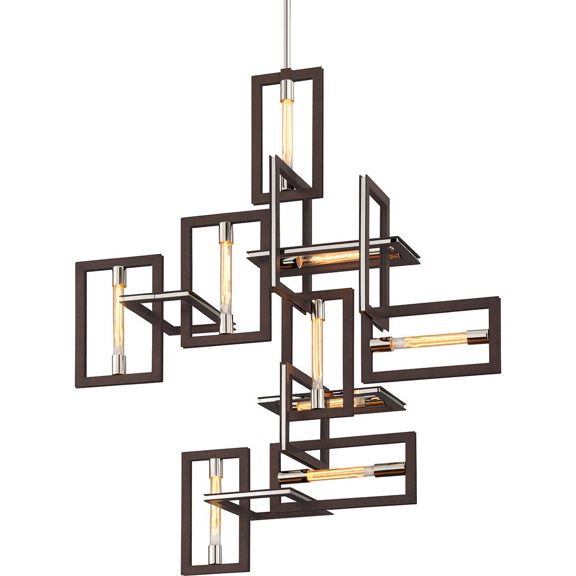 Enigma 9 Light 30.5 inch Textured Bronze and Stainless Steel Chandelier Ceiling Light