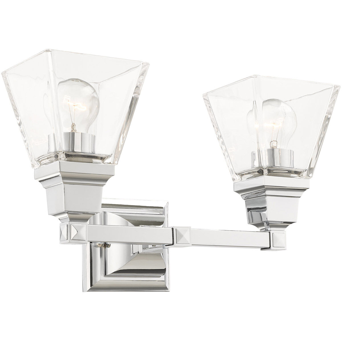 Mission 2 Light 15 inch Polished Chrome Vanity Sconce Wall Light