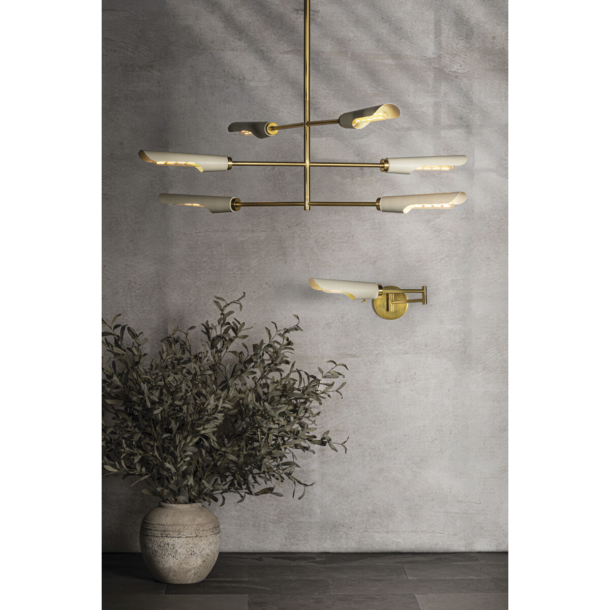 Harperrose 6 Light 48 inch Aged Brass and Soft White Chandelier Ceiling Light