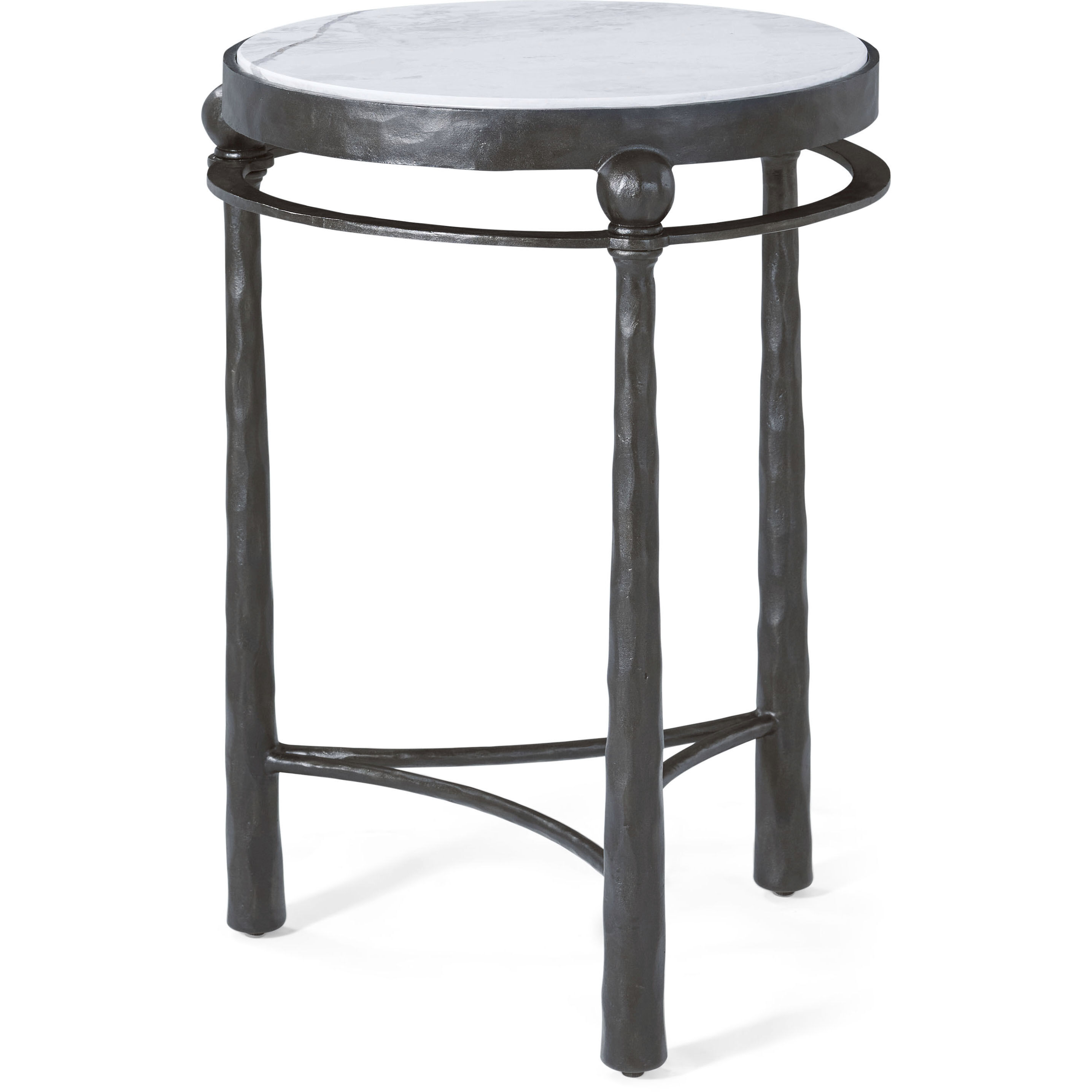Spencer London 22 X 15.75 inch Drink Table, Wrought Iron, Marble Top, Round