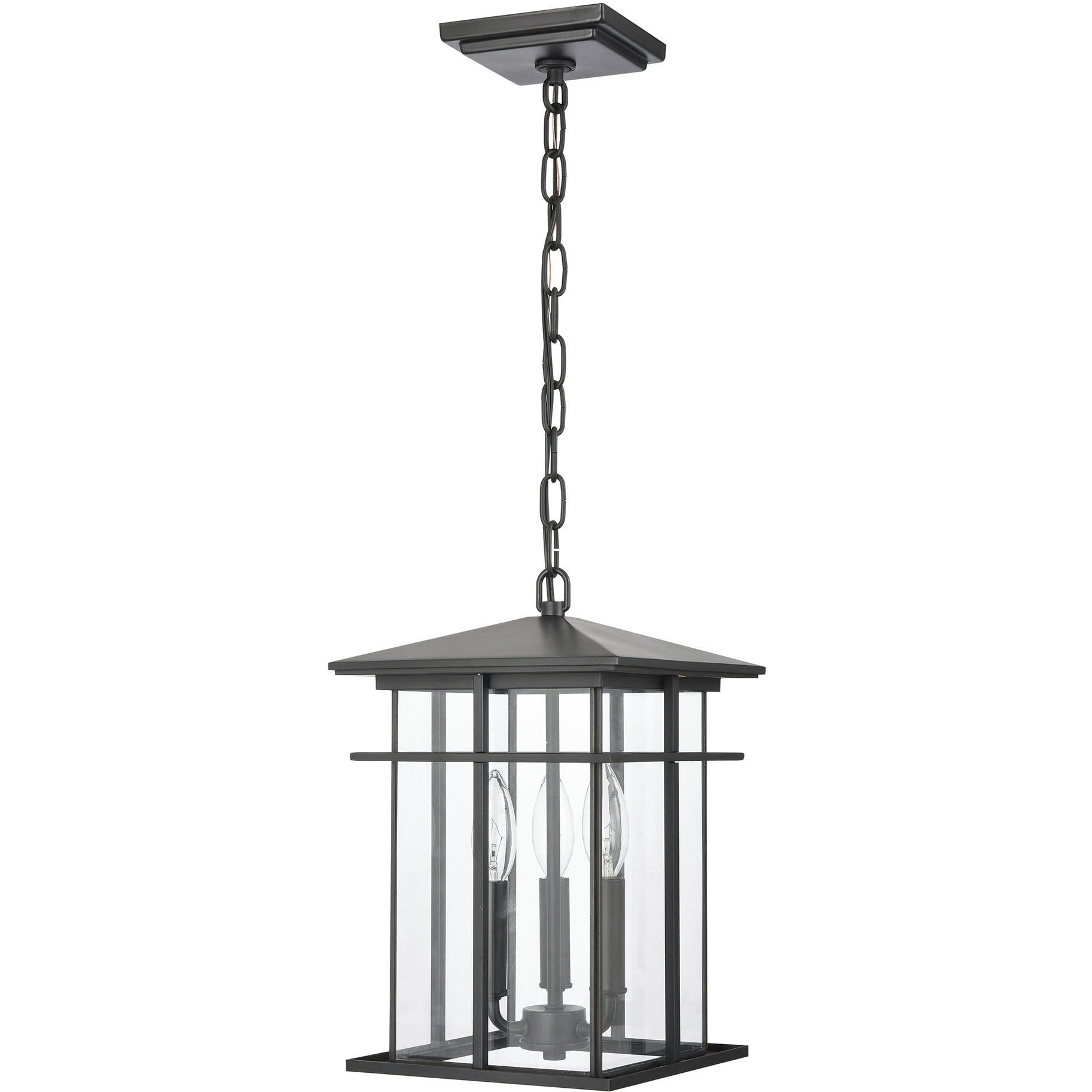Oak Park 3 Light 9 inch Matte Black Outdoor Pendant