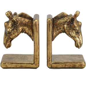 Giraffe 4.6 X 4.1 inch Black and Gold Bookends