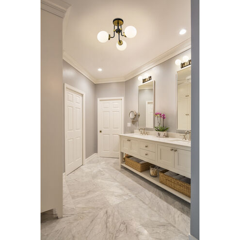 Parsons 3 Light 22 inch Matte Black and Olde Brass Semi Flush Mount Ceiling Light