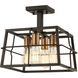 Keeley Calle 4 Light 13 inch Painted Bronze/Natural Brush Semi Flush Mount Ceiling Light