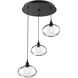 Coppa 3 Light Matte Black Chandelier Ceiling Light, Round Multi-Port
