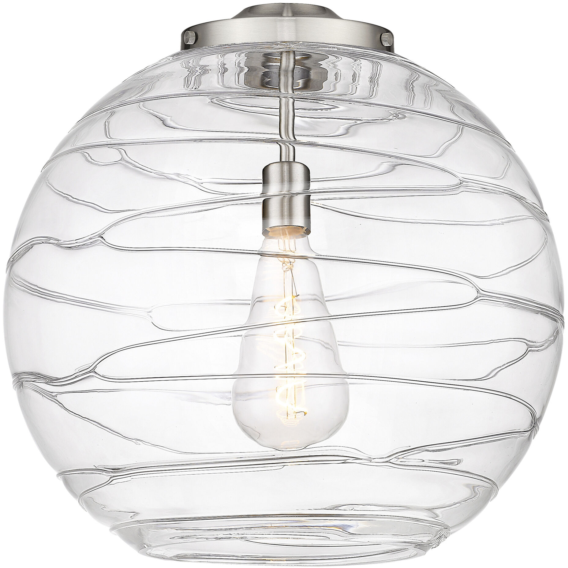 Ballston Athens Deco Swirl LED 17.88 inch Antique Copper Statement Pendant Ceiling Light in Clear Deco Swirl