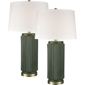 Knox 30 inch 150.00 watt Dark Green Glazed with Antique Brass Table Lamp Portable Light, Set of 2
