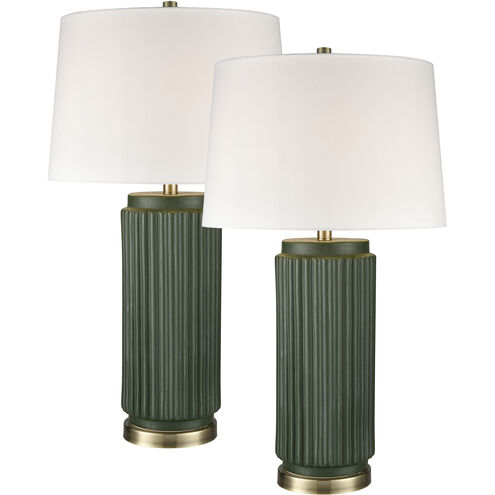 Knox 30 inch 150 watt Dark Green Glazed with Antique Brass Table Lamp Portable Light