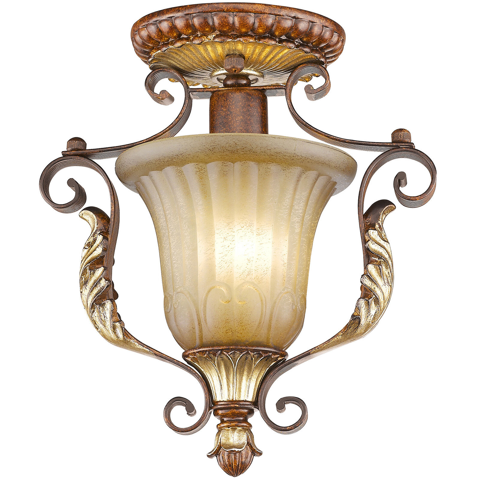 Villa Verona 1 Light 10.25 inch Verona Bronze with Aged Gold Leaf Accents Semi-Flush Mount Ceiling Light