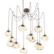 Nova LED 19 inch Burnished Bronze Swag Multi-Pendant Ceiling Light in 3000K LED, Geo Inner - Amber Outer