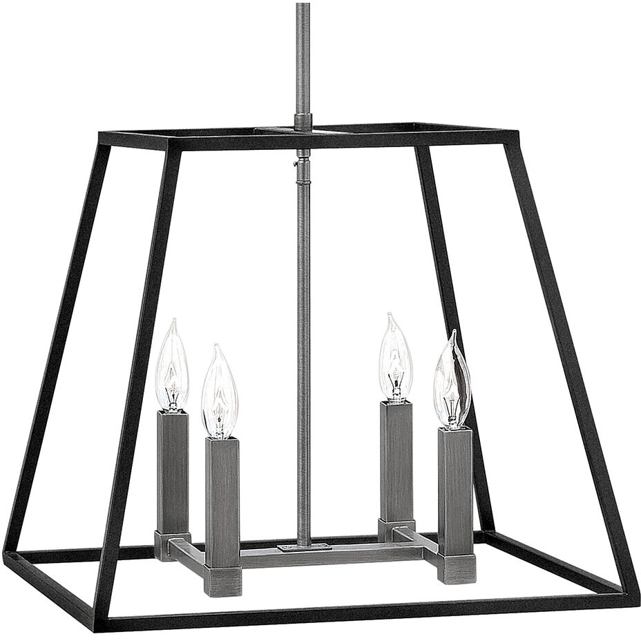 Fulton 4 Light 18 inch Aged Zinc with Antique Nickel Indoor Foyer Pendant Ceiling Light