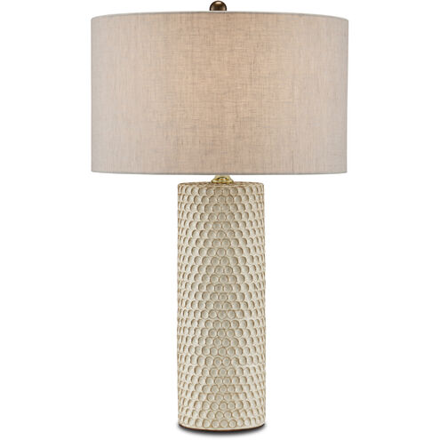 Polka Dot 28.25 inch 150 watt Ivory and Brown with Polished Brass Table Lamp Portable Light