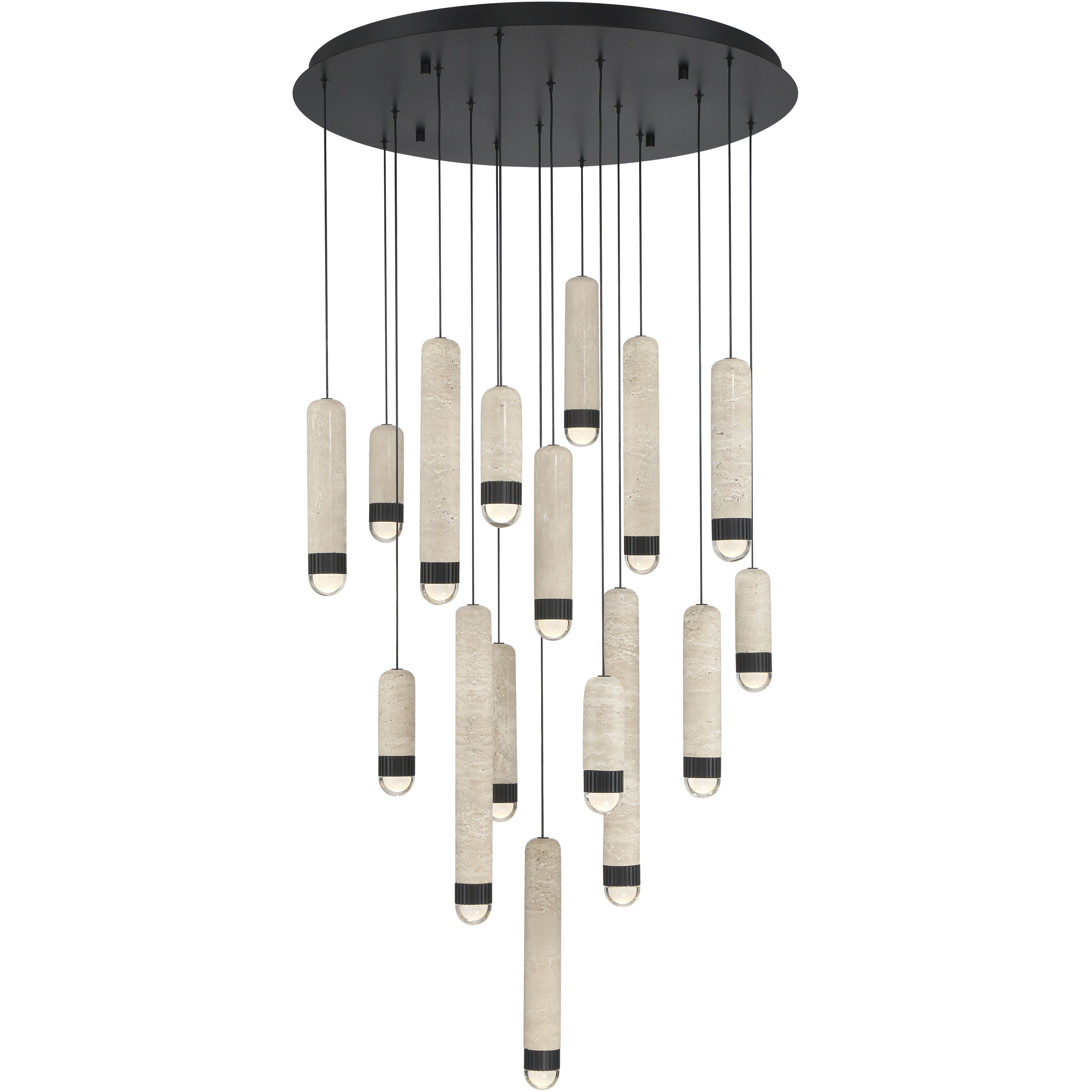 Cambre LED 32 inch Matte Black Multi Drop Chandelier Ceiling Light