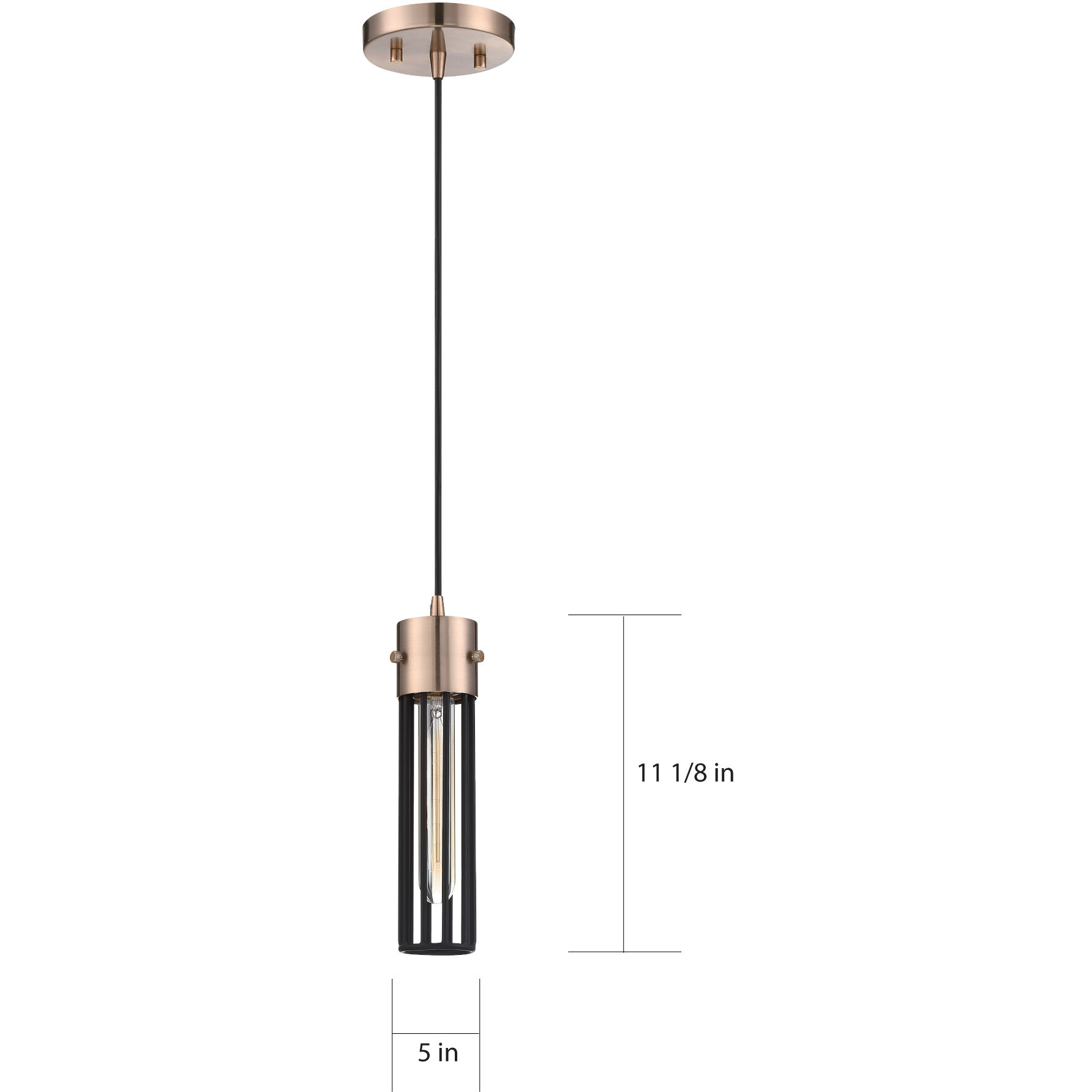 Eaves 1 Light 5 inch Copper Brushed Brass and Matte Black Pendant Ceiling Light